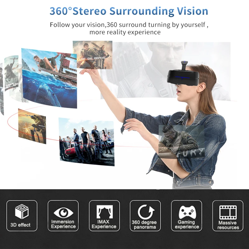 2 К HD Wifi HDMI все в одном Очки виртуальной реальности VR гарнитура 3D Android картона 360