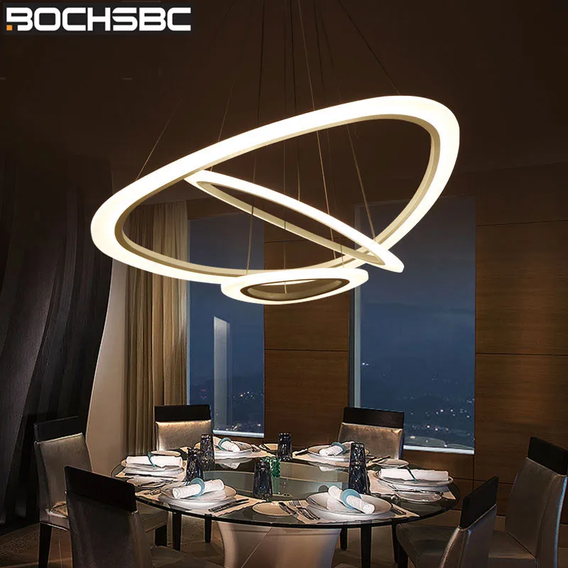 BOCHSBC Acrylic Lampshade Pendant Lights Modern Metal Art Led Hanging Lamp Lighting Fixture for Dining Room Living Bedroom | Освещение