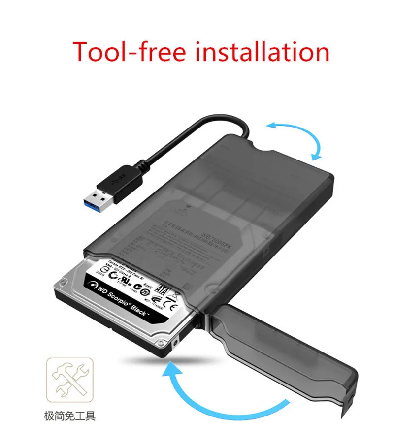 Пластиковые 2 5 дюймов USB 3 0 SATA HDD корпус внешнего корпуса коробки мобильного SSD с