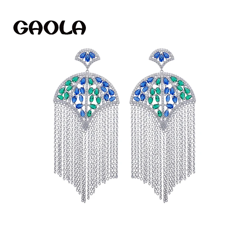 Серьги гвоздики GAOLA GLE6088 с длинными подвесками ювелирные украшения покрытием из