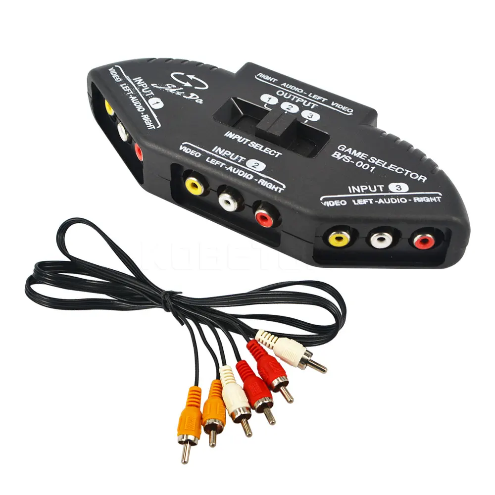 Kebidumei оптовая цена черный селектор 3-портовый кабель для видеоигр AV RCA | Компьютеры