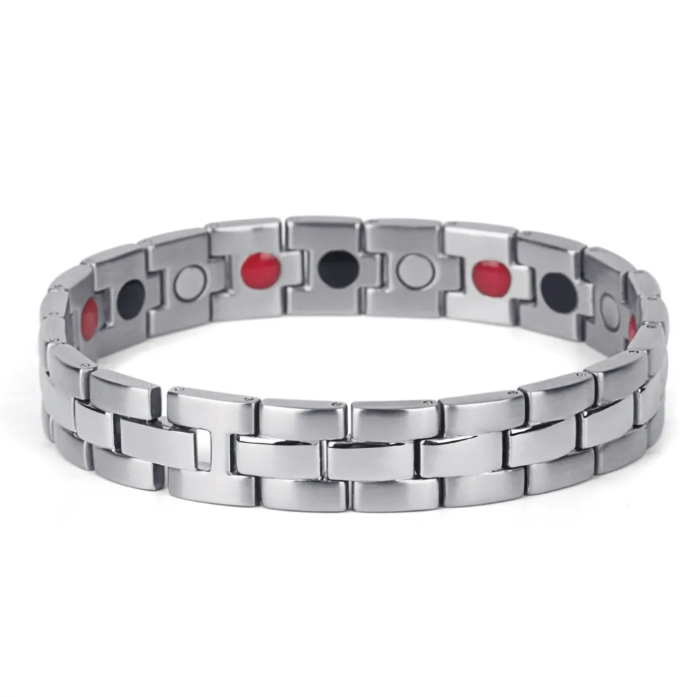 Для мужчин нержавеющая сталь браслет с магнитной ель германий серебро женщина 2019