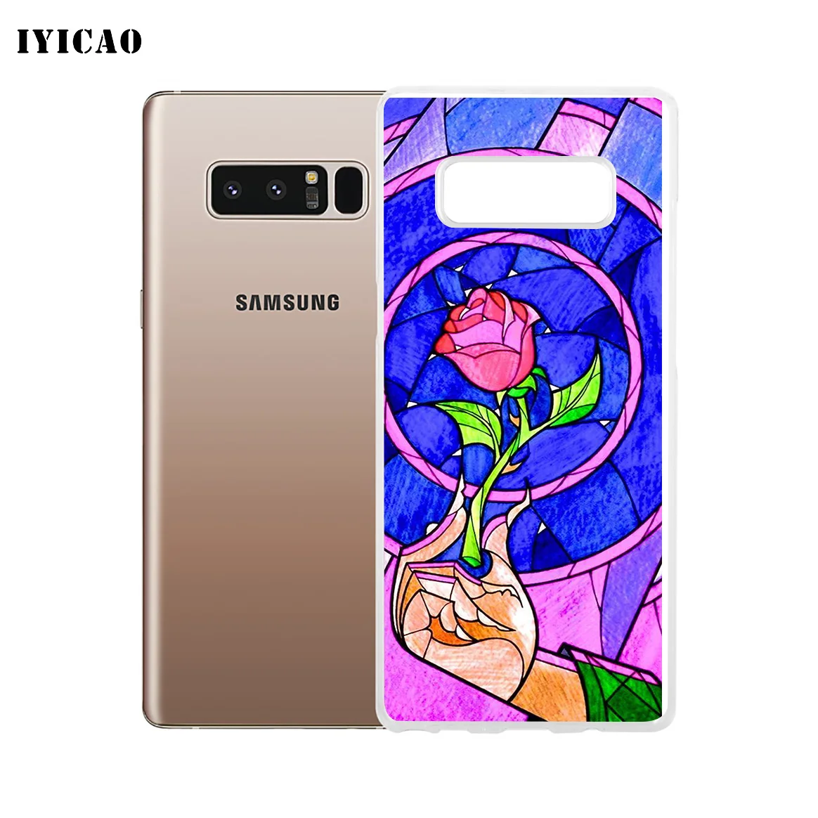 Мягкий силиконовый чехол для телефона IYICAO Beauty Beast Rose Princess Samsung A5 A6 Plus A7 A8 A9 J3 J5 J7 Note 8
