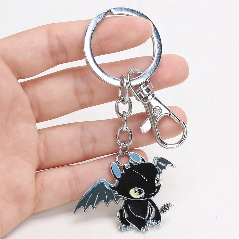 black keyring Как приручить дракона 2 3 Беззубик, ночная фурия свет ярость животных кулон брелок фигурку модель игрушки - Цвет: black keyring