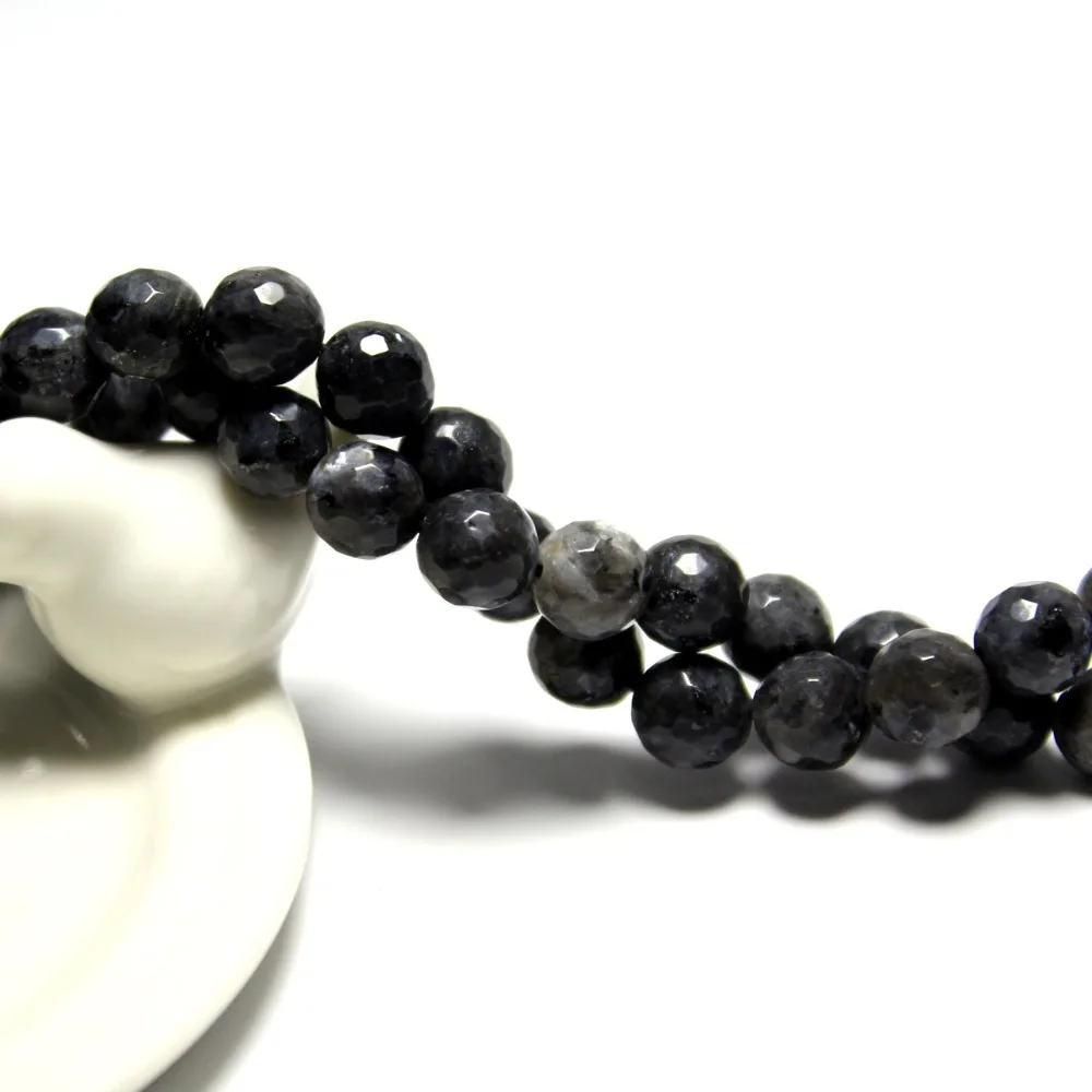 Оптовая Продажа AAA + граненый черный спектролит натуральный камень бусины для