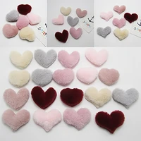 30pcs 3size 3 style plush heart padded patches appliques for clothes sewing supplies diy hair bow decoration free shipping