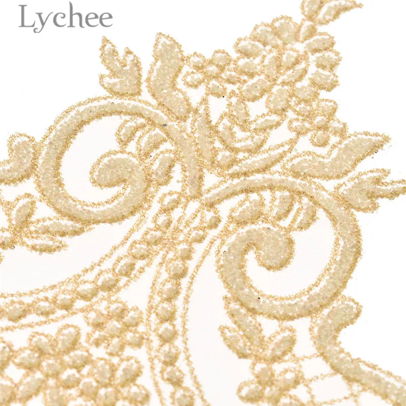Lychee 1 ярд золотые блестки кружева отделка Кристалл полые ленты DIY Швейные