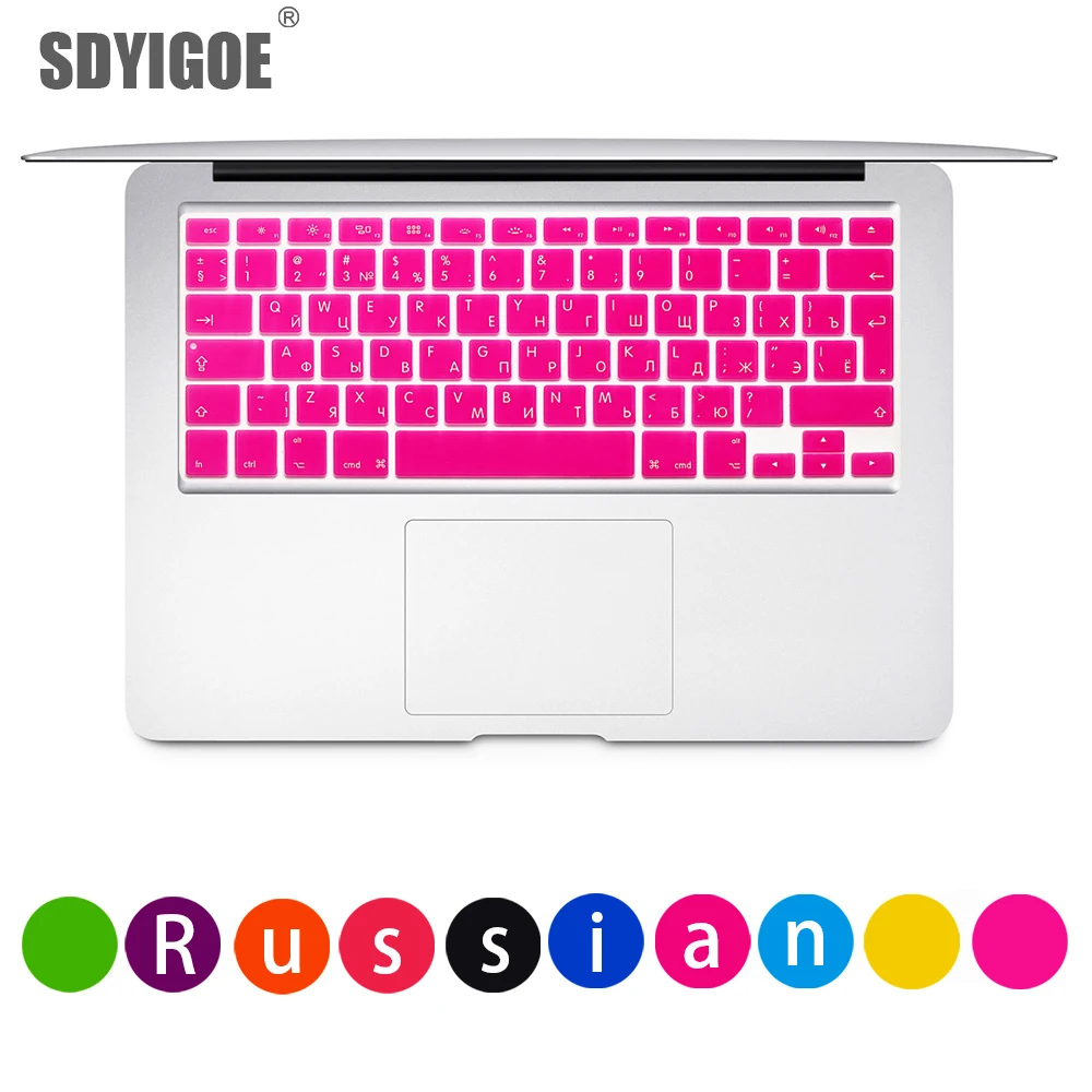 Русская клавиатура для apple macbook pro, чехол для клавиатуры air 1" 15pro A1466A1502A1398A1278EU-Enter, силиконовая клавиатура, защитная пленка