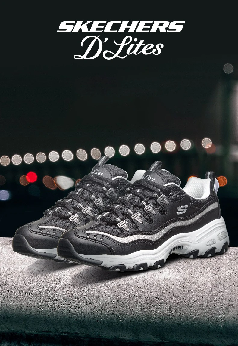 Skechers D'lites/Повседневная обувь; женские кроссовки; брендовая роскошная женская обувь Skechers; удобная дышащая женская обувь; 11923-BKSL