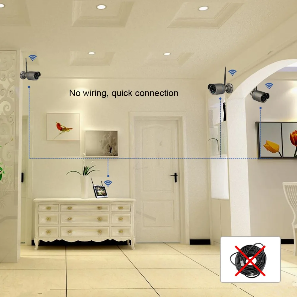 Techage Eseecloud P2P 8CH 960 P Wifi Беспроводной 12 &quotЖК дисплей монитор система NVR 1.3MP ИК ночного