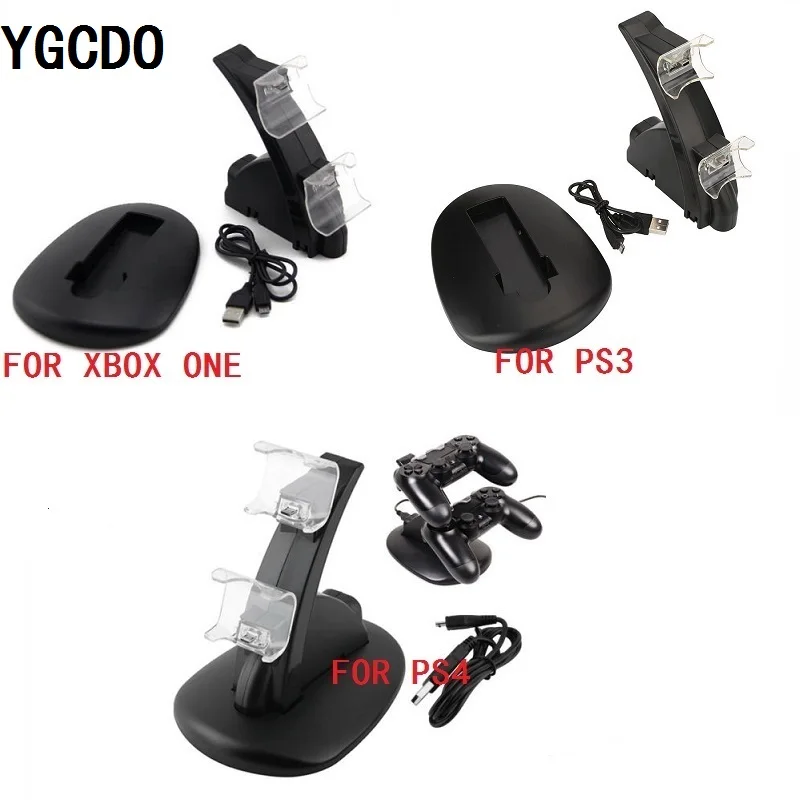 YGCDO Dual USB Charge Dock Stand Double Handle Charger for Play Station PS4/PS3 For XBOX ONE Free Shipping