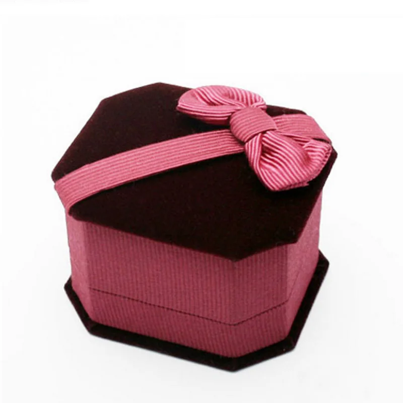 Quickdone 1Pcs Box Ring Storage Bowknot Earring Engagement Velvet Cardboard Display Case Wedding Valentine Day Gift HG0497 | Дом и сад