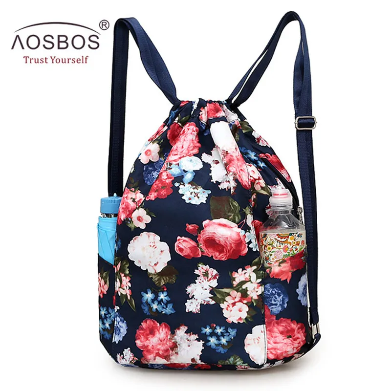 Женский рюкзак Aosbos на шнурке с цветами женская сумка для фитнеса улицы