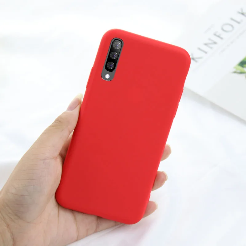 Red Сплошной цвет силиконовый чехол для samsung galaxy a10 a20e a20 a30 a40 a50 a70 note 8 9 10 a6 a7 j4 j6 plus s8 s9 s10 s10e чехол - Цвет: Red