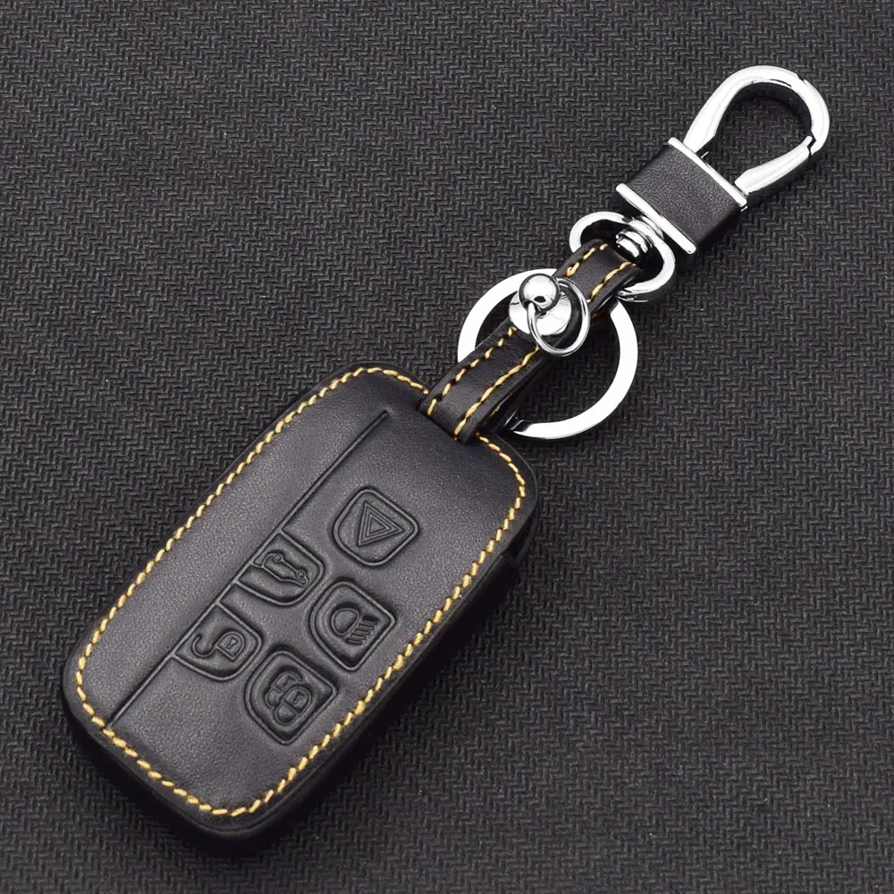 ATOBABI Real Leather Car Key Case Remote Fob Cover For Land Rover LR4 Discovery LR2 Range Sport Evoq Jaguar Smart Keychain | Автомобили и