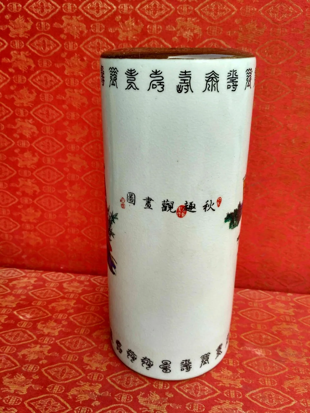 Женская антикварная ваза фигурка hatstand Осенний веселый рисунок большая ручка