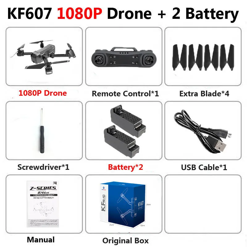KF607 1080P 2B Box KF607 Профессиональный складной мини Дрон с двойной камерой 1080P 4K HD WiFi FPV оптический поток RC Квадрокоптер Вертолет игрушки VS SG106 - Цвет: KF607 1080P 2B Box