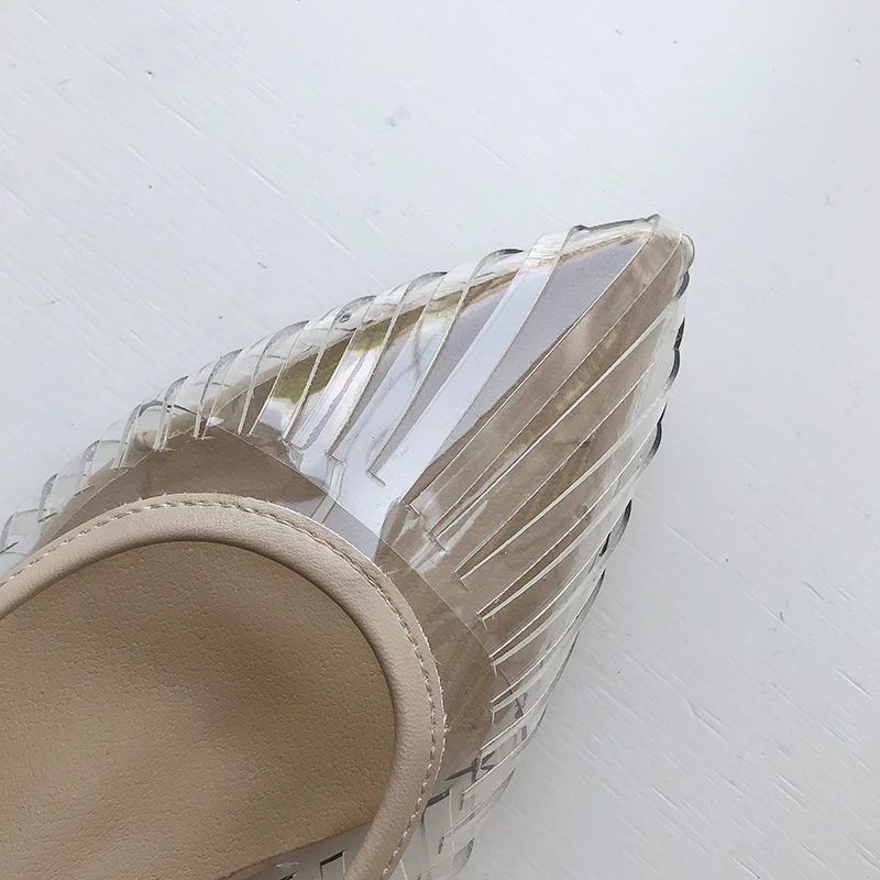 Летние прозрачные тапочки женская обувь женские шлепанцы на среднем каблуке