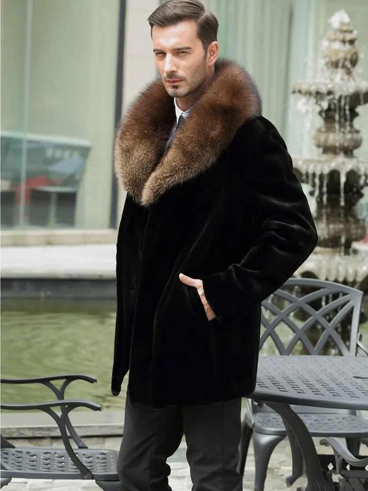S/6Xl мужские куртки из искусственного меха длинная верхняя одежда норки черные