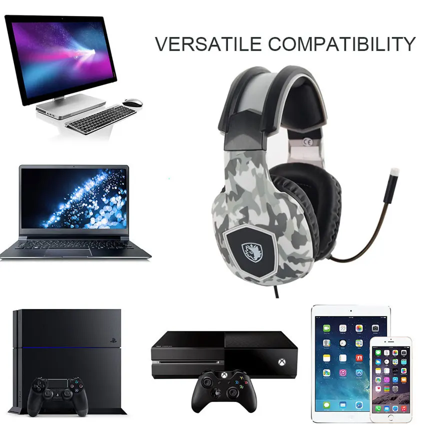 SADES SA818 шлем PS4 Игровые наушники с микрофоном камуфляжной расцветкой и