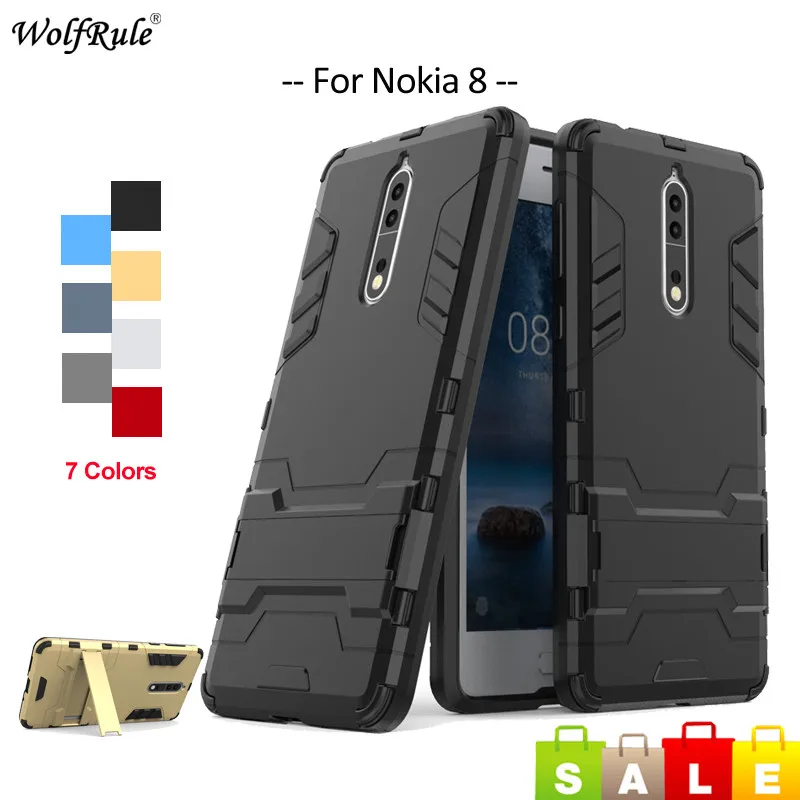 WolfRule For Cover Nokia 8 Case Soft Silicone &amp PC Holder Anti knock Phone Shell Nokia8 5.3'' |