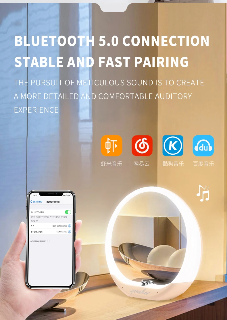 Светодиодный зеркальный динамик для макияжа Sansnail 5,0, bluetooth-динамик, настольная лампа, домашний пульт дистанционного управления, беспроводной аудио с поддержкой fm-радио, TF