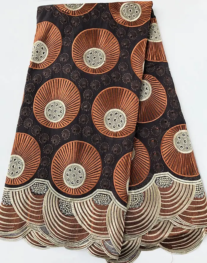 Coffee Brown 5 ярдов модная африканская швейцарская вуаль кружевная ткань мягкая нигерийская Гана традиционная одежда с камнями высокое качество горячая распродажа - Цвет: Coffee Brown