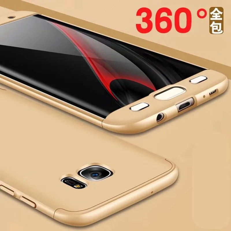 MuTouNiao For Samsung Galaxy S7 Edge Gold 360 Protection PC Plastic Shockproof Hard Back Case Cover |