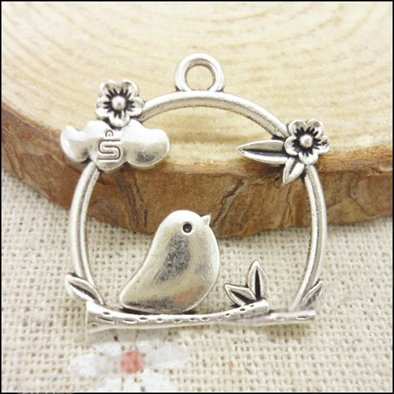 5 шт. высококачественные подвески в виде птички из античного серебра птичьей