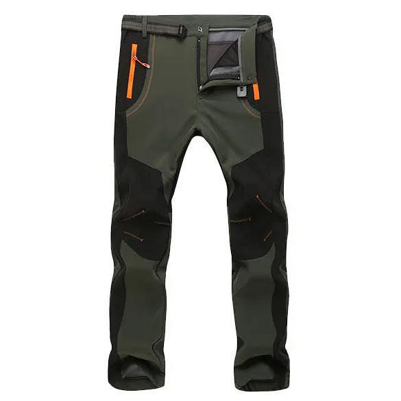 men green A Походные брюки для отдыха на природе, Зимние флисовые водонепроницаемые влагоотводящие походные брюки для мужчин и женщин для альпинизма, горных лыж, рыбалки - Цвет: men green A