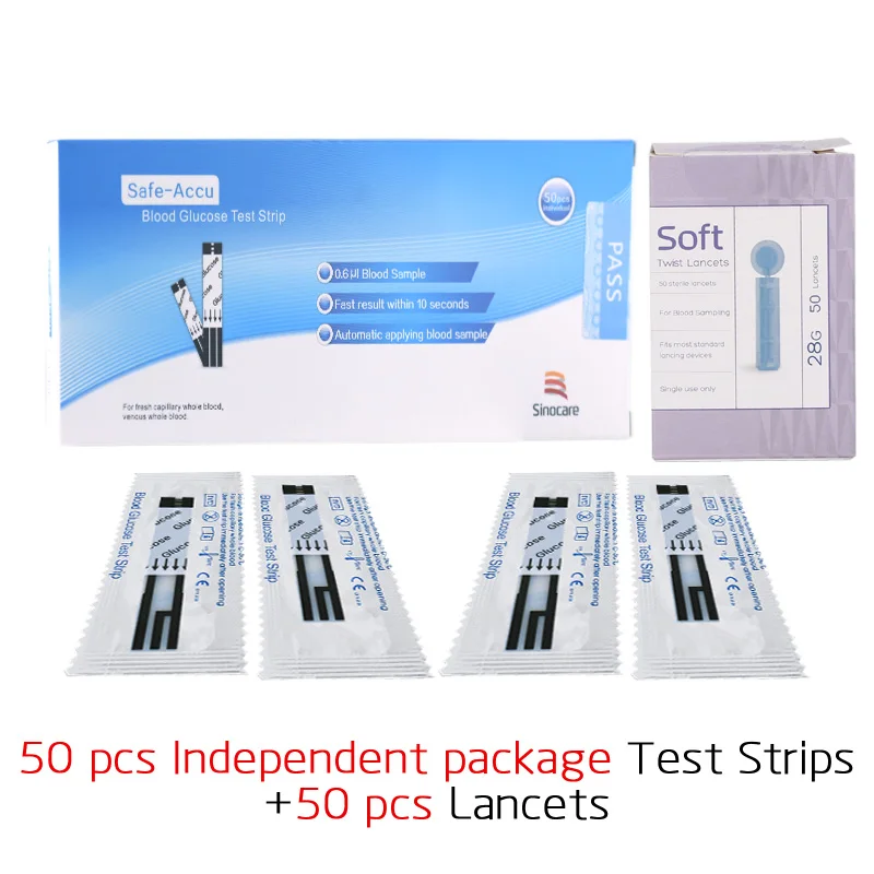 50 Independent Test Безопасный Accu 50/100/200 шт тест-полоски для определения уровня глюкозы в крови подходит для безопасного Accu с скарификатор; сахар в крови обнаружения прибор для контроля уровня сахара в крови - Цвет: 50 Independent Test