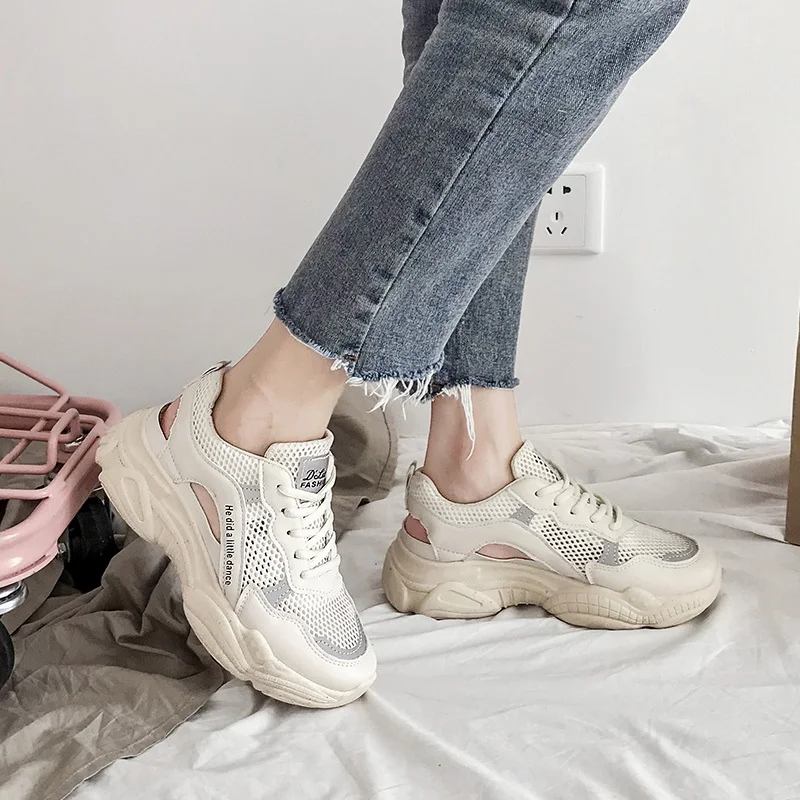 Женская Повседневная обувь 2019 Летняя мода Полые Для женщин кроссовки дышащие