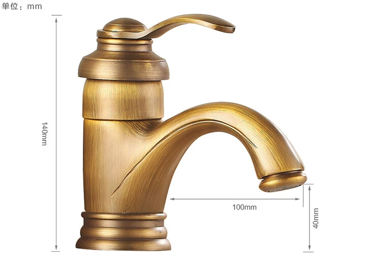 Смеситель для раковины в ванную комнату античный латунный кран горячей и