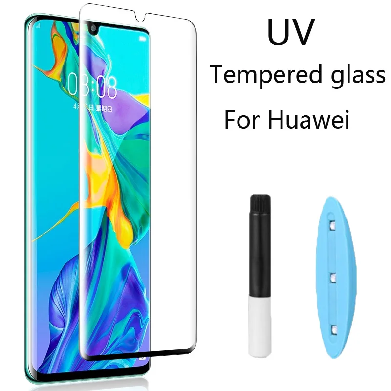 Полное покрытие УФ закаленное стекло для huawei Mate20 Lite Pro Защита экрана для huawei P20 P30 Lite Pro прозрачная защитная пленка