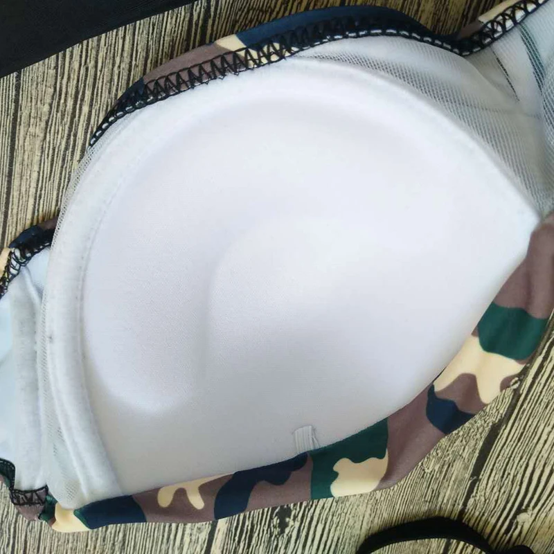 Камуфляжный купальник бикини с высокой талией горловиной камуфляжный бандаж