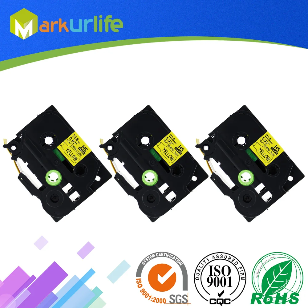 

3 упаковки, термоусадочные трубки для принтеров этикеток Brother P-touch HS651 HSE651