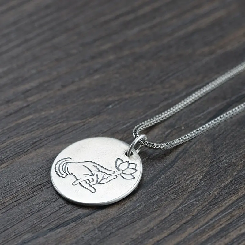 Женский кулон в виде лотоса из серебра 925 пробы|Подвески| |