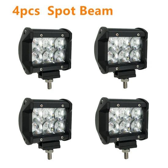 4PCS Spot Beam 4 шт. 5D 4 ''18 Вт светодиодный рабочий светильник для квадроцикла, внедорожника, лодочного трактора 4WD 4x4, грузовика, точечного/прожектора, противотуманного Света, светодиодный светильник на голову s - Цвет: 4PCS Spot Beam