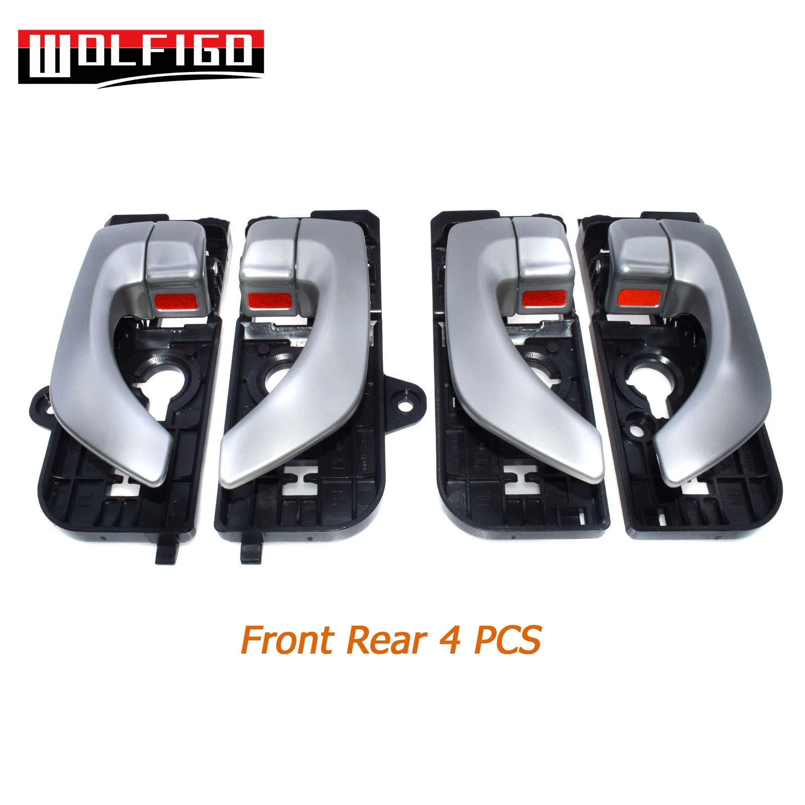 Front Rear 4pcs WOLFIGO серебряные внутренние дверные ручки передний задний левый правый для 2005 2006 2007 2008 hyundai Sonata 83620-3K020, 82610-3K020 Новинка - Цвет: Front Rear 4pcs