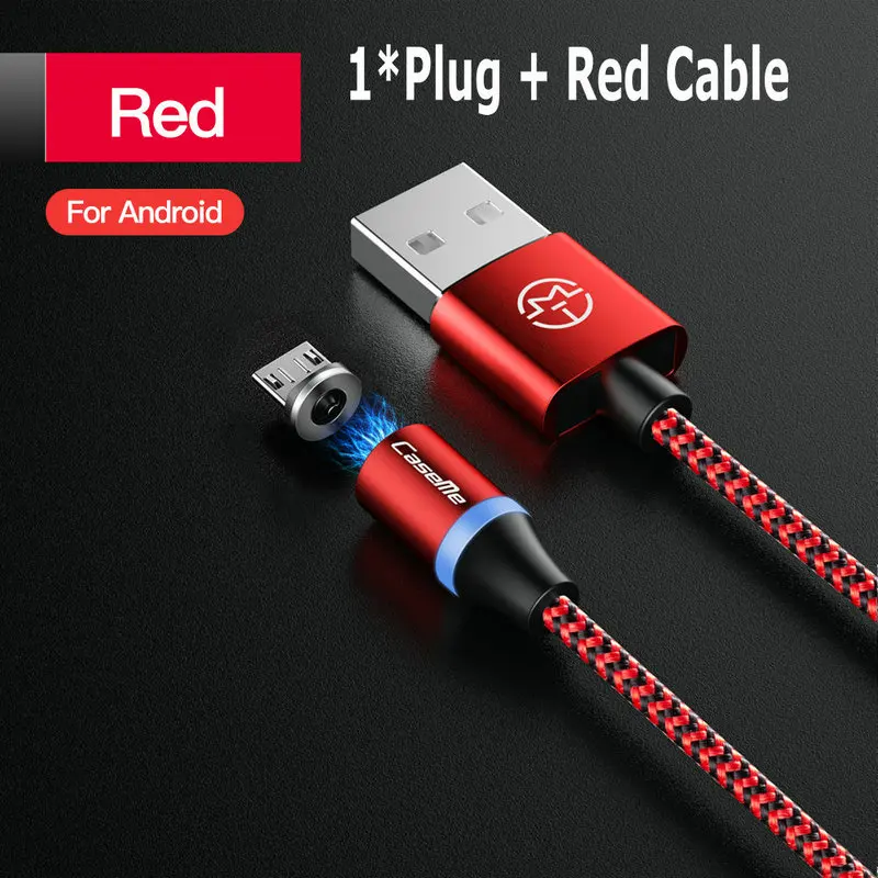 For Android -Red CaseMe 3 в 1 Магнитный USB кабель для samsung huawei для iPhone XS MAX Магнитный штекер Micro USB кабель usb type C шнур Быстрая зарядка - Цвет: For Android -Red