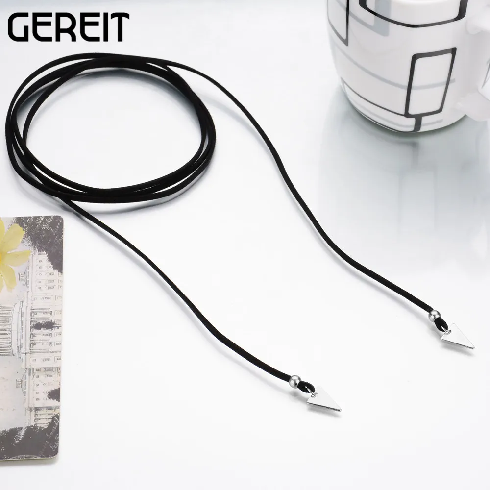 Женское Ожерелье-чокер с двойным треугольным кулоном золотым и серебряным