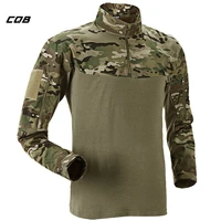cqb outdoor sports tactical military hiking camouflage shirt patchwork coolmax quick dry breathable elastic cloth for camping