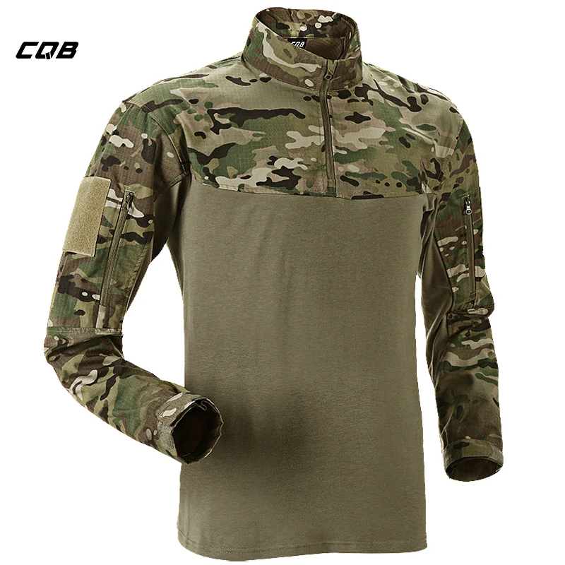 CQB Тактические Охота Рубашка в стиле милитари камуфляж лоскутное Coolmax