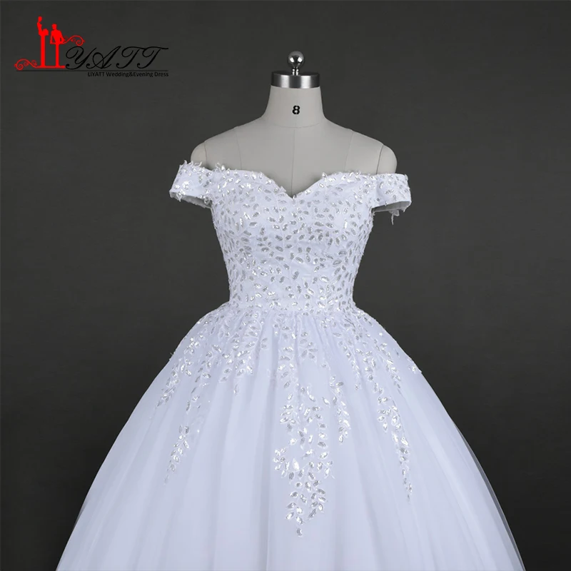 Sparkly Plus Size Ball Gown Wedding Dresses 2017 Vestido de Novia Off the Shoulder Sweetheart Lace Tulle Bridal Gowns | Свадьбы и