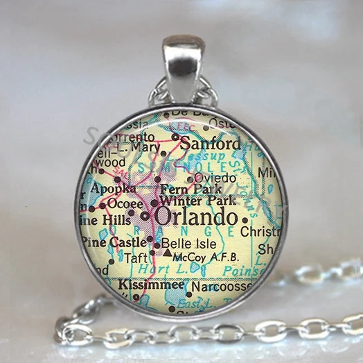 Новое поступление стеклянный купол ожерелье кулон с картой мира серебряный цвет