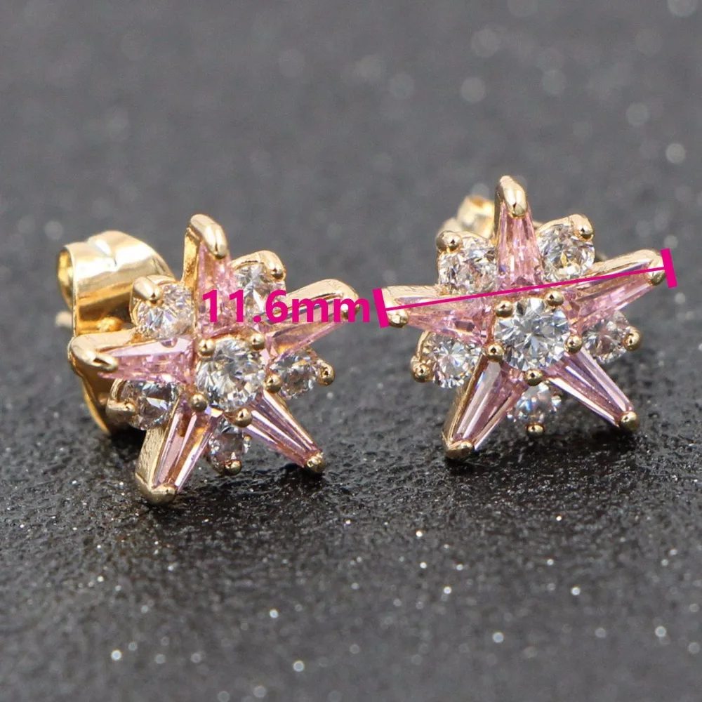 Женские серьги-гвоздики в форме звезды HeeZen модные серьги с розовым кубическим