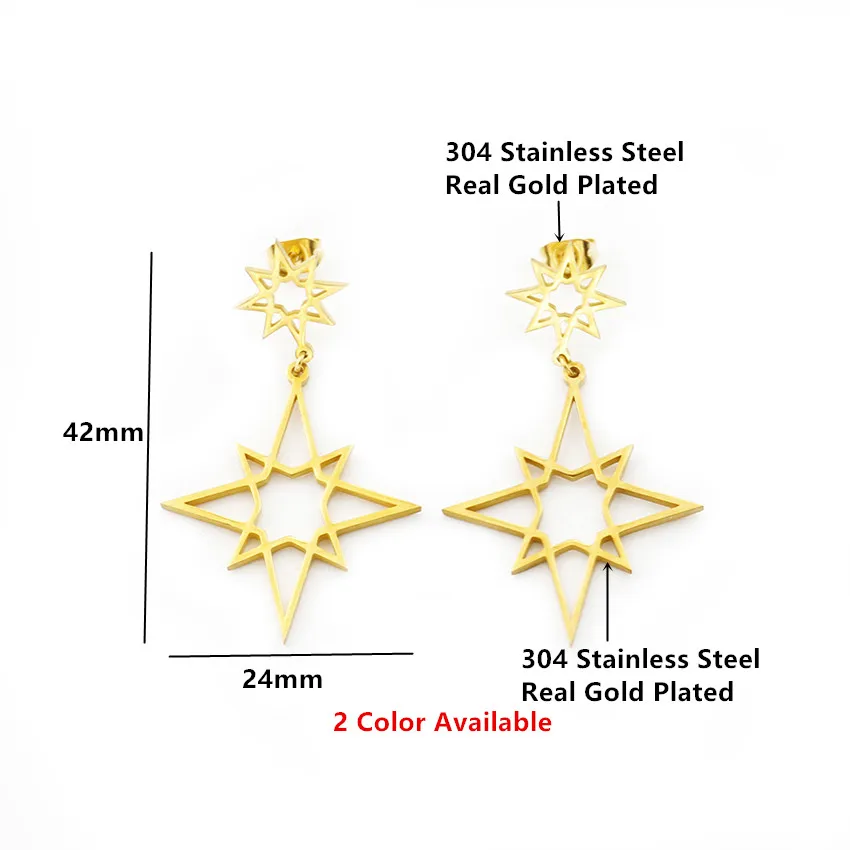 Женские серьги-подвески из нержавеющей стали золотого и серебряного цвета |