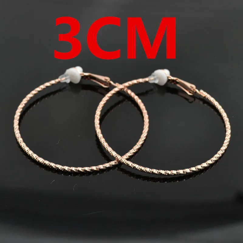 30MM rose gold clip Клипсы для ушей, без отверстий, без пирсинга, большие круглые серьги для женщин, женские ювелирные изделия, черные, розовые, золотые, серебряные, Mevrouw oorbellen - Окраска металла: 30MM rose gold clip