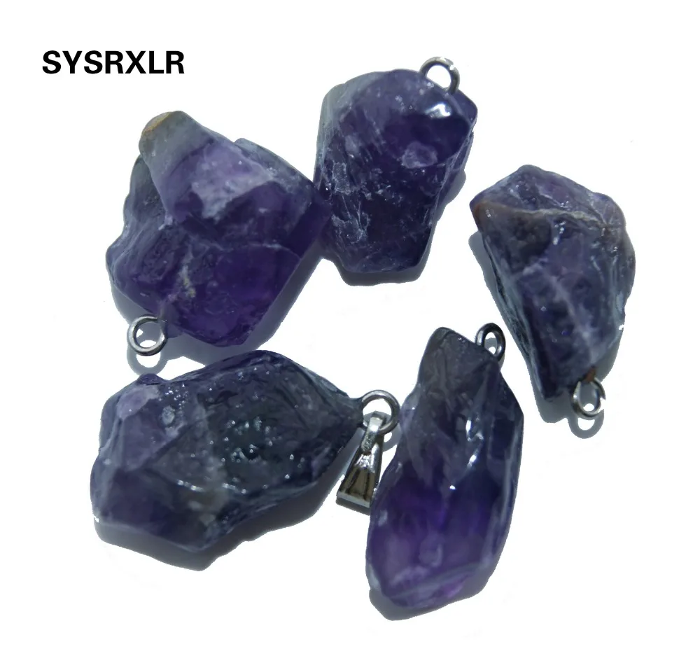 

Wholesale Small Natural Stone Charms Pendant Unique Purple Crystal Irregular Women DIY Necklaces Earrings For Jewelry Making