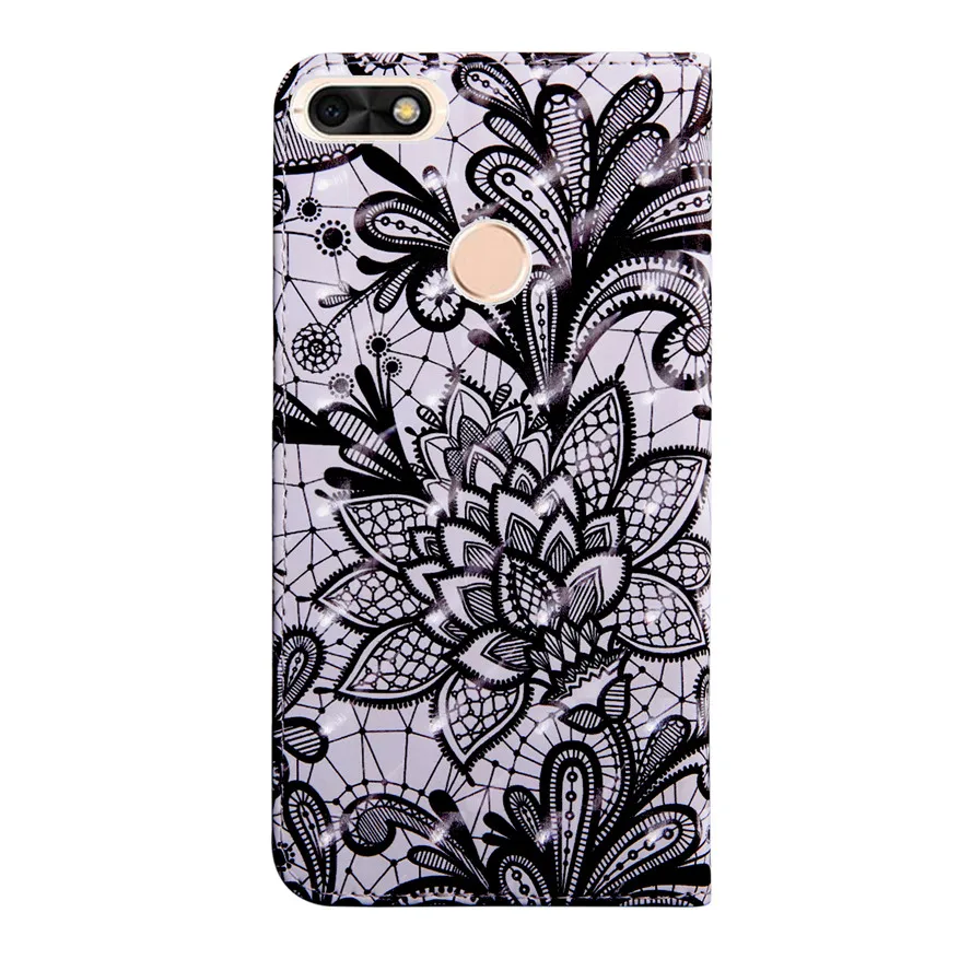 Кожаный чехол Etui для Huawei P9 Lite Mini P9Lite Enjoy 7 с мультяшным цветочным 3D кошельком флип